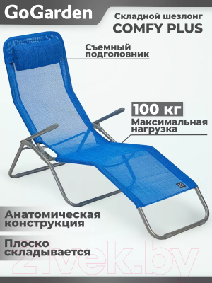 Складной шезлонг GoGarden Comfy Plus / 50316 (синий)