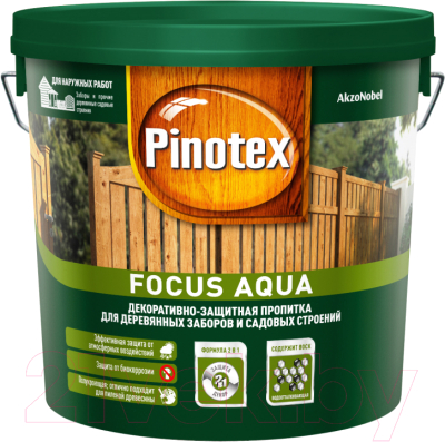 

Пропитка для дерева Pinotex, Темно-коричневый, Focus Aqua