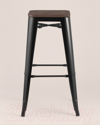 Табурет барный Stool Group Tolix Wood / YD-H765-W LG-01 (черный глянцевый/темное дерево)