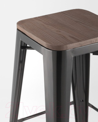 Табурет барный Stool Group Tolix Wood / YD-H765-W LG-01 (черный глянцевый/темное дерево)