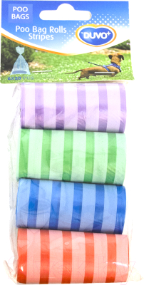 Пакеты для выгула собак Duvo Plus Полоски / 311338/DV (4x20шт, разные цвета)