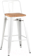 Стул барный Stool Group Tolix Wood со спинкой / YD-H765E-W LG-02 (белый глянцевый/светлое дерево) - 