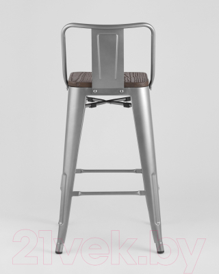 Стул барный Stool Group Tolix со спинкой / YD-H765E-W YG-15 (серебристый матовый/темное дерево)