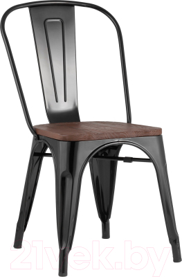 Стул Stool Group Tolix Wood / YD-H440B-W LG-01 (черный глянцевый/темное дерево)