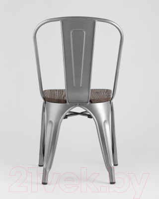 Стул Stool Group Tolix Wood / YD-H440B-W YG-15 (серебристый матовый/темное дерево)