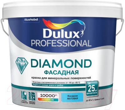 Краска Dulux Prof Diamond Фасадная гладкая (5л, белый матовый)