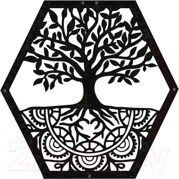 Декор настенный Arthata Древо Мандала 60x60-B / 046-1 (черный)