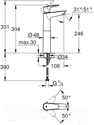 Смеситель GROHE BauEdge 23761001