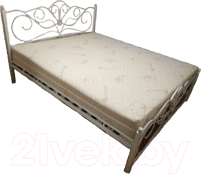 Двуспальная кровать Грифонсервис КД6 (белый/серебристый)