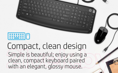Изображение товара Комплект клавиатура и мышь HP Pavilion Keyboard And Mouse 200 (9DF28AA)