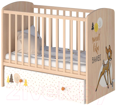 

Детская кроватка Polini Kids, Белый;дерево светлое, Disney Baby 750 Бэмби / 0002330.53