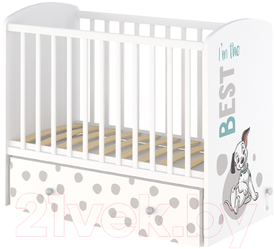 Детская кроватка Polini Kids Disney Baby 750. 101 Далматинец / 0002324.55 (белый/серый)