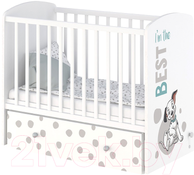 Детская кроватка Polini Kids Disney Baby 750. 101 Далматинец / 0002324.55 (белый/серый)