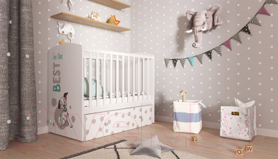 Детская кроватка Polini Kids Disney Baby 750. 101 Далматинец / 0002324.55 (белый/серый)