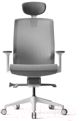 Кресло офисное Bestuhl J15 White Pl с подголовником и подлокотником (серая сетка)