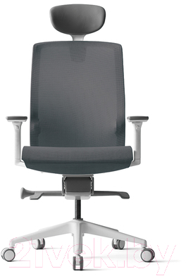 Кресло офисное Bestuhl J15 White Pl с подголовником и подлокотником (темно-серая сетка)
