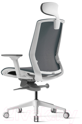 Кресло офисное Bestuhl J15 White Pl с подголовником и подлокотником (темно-серая сетка)