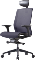 Кресло офисное Bestuhl J15 Black Pl с подголовником и подлокотником (темно-серая сетка) - 