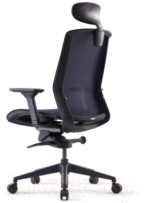 Кресло офисное Bestuhl J15 Black Pl с подголовником и подлокотником (темно-серая сетка)