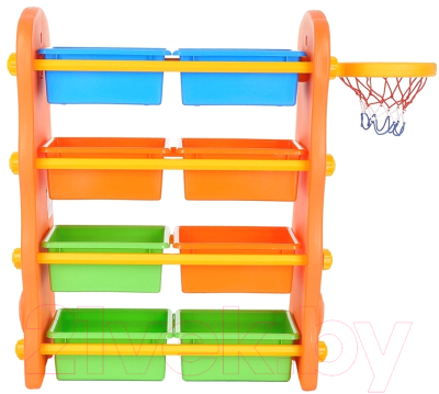 Стеллаж игровой Edu-Play С ящиками и баскетбольным кольцом / KU-1701