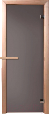 Стеклянная дверь для бани/сауны Doorwood Затмение 190х70 (графит матовый/листва)