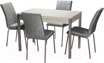 Обеденный стол Древпром Амелис М84 110-140x68 (наоми/опоры квадратные металлик)