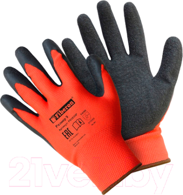 Перчатки защитные Fiberon Латексный облив / PSV035P (L, красно-черный)