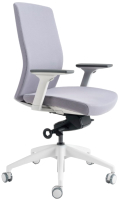 Кресло офисное Bestuhl J2 White Pl без подголовника с подлокотником (серая ткань) - 