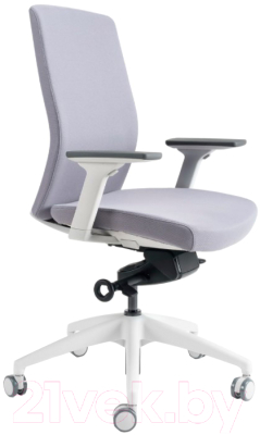 Кресло офисное Bestuhl J2 White Pl без подголовника с подлокотником (серая ткань)