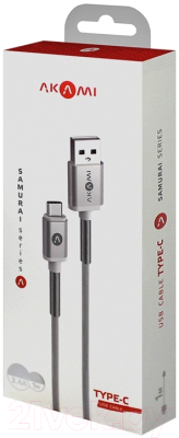 Кабель Akami Samurai Series USB Type-C (серебристый)