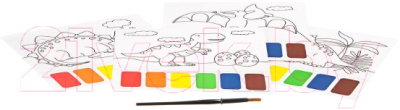 Раскраска Bondibon Динозавры с палитрой / ВВ1845