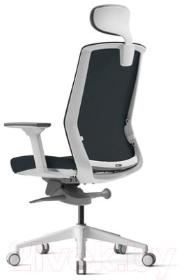 Кресло офисное Bestuhl J1 White Pl с подголовником и подлокотником (черная сетка/черная ткань)