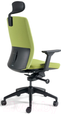 Кресло офисное Bestuhl J2 Black Pl с подголовником и подлокотником (зеленая ткань)