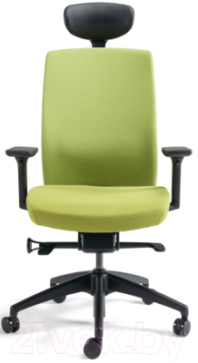 Кресло офисное Bestuhl J2 Black Pl с подголовником и подлокотником (зеленая ткань)