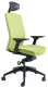 Кресло офисное Bestuhl J2 Black Pl с подголовником и подлокотником (зеленая ткань) - 