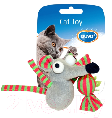 Игрушка для кошек Duvo Plus Мышка с конфетой / 1717038/DV (серый)