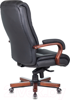 Кресло офисное Бюрократ Т-9925WALNUT/BLACK (черный/кожа крестовина дерево)