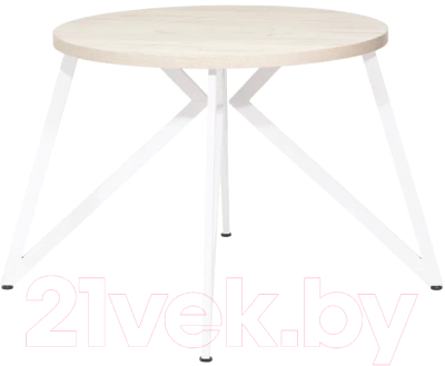 Обеденный стол Millwood Женева Л D90x75 (дуб белый Craft/металл белый)
