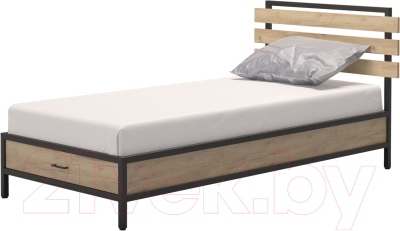 Односпальная кровать Millwood Лофт КМ-1.1/1 Л 207x112x94 (дуб золотой Craft/металл черный)