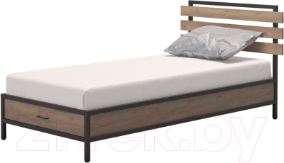 Односпальная кровать Millwood Лофт КМ-1.1/1 Л 207x112x94 (дуб табачный Craft/металл черный)