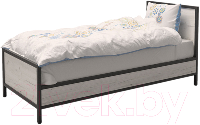 Односпальная кровать Millwood Лофт КМ-2.1/1 Л 207x97x94 (дуб белый Craft/металл черный)