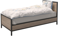 Односпальная кровать Millwood Лофт КМ-2.1/1 Л 207x97x94 (дуб табачный Craft/металл черный) - 