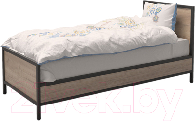 Односпальная кровать Millwood Лофт КМ-2.1/1 Л 207x97x94 (дуб табачный Craft/металл черный)