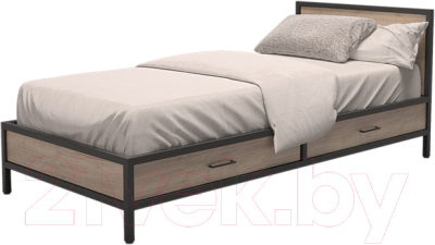 Односпальная кровать Millwood Лофт КМ-3.1/1 Л 207x97x81 (дуб табачный Craft/металл черный)