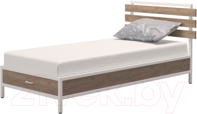 Односпальная кровать Millwood Лофт КМ-1.1/1 Л 207x112x94 (дуб табачный Craft/металл белый)