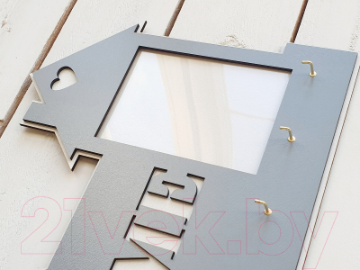 Ключница настенная Grifeldecor Home с рамкой для фотографии / BZ202-4G417 (серый)