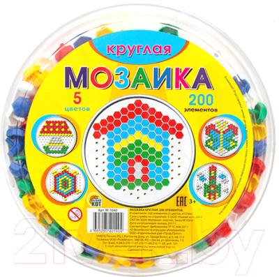 Развивающая игрушка РЫЖИЙ КОТ Мозаика круглая / М-1040 (200эл)