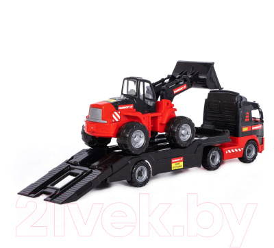 Набор игрушечной техники Полесье Mammoet трейлер с трактором-погрузчиком / 56825