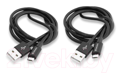 Кабель Verbatim USB A - Micro USB B / 48874 (2шт, 1м, черный)