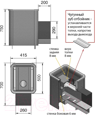 Печь-каменка Везувий Русичъ Антрацит 22 (ДТ-4С)